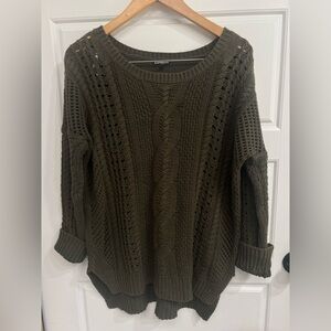 Express Women's Olive Cable Knit Sweater